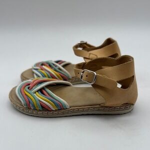 Zara Strap Adjust Sandals Flats‎ multicolor Stripes Baby Toddler Size 5.5 EU 22